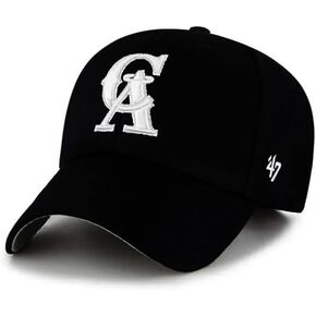 47 Los Angeles Angels Hat Mens Womens Cooperstown MVP Cap القابلة للتعديل ، شعار أبيض أسود