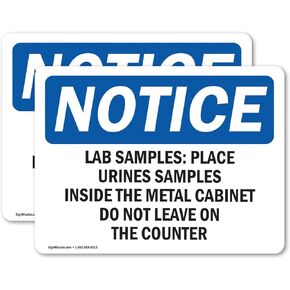 (2 Pack) Lab Samples Place Urine Samples Inside OSHA Notice Sign 10 Inch X 7 Inch Vinyl Label Decal Sticker Weather Resistant, UV Protected for Workplace, Business, Construction Site, Made in the USA