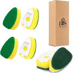 Dish wand Sponge Refills, 6 Sponges Replacement Heads DishWand Non Scratch, Soap Control Handle Dispenser Scrubber Heavy Duty with Dishwashing Scrub Dispensing Brush Pads Cleaning Supplies for Kitchen