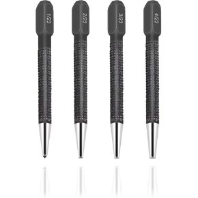 4Pcs Center Punch Set - 1Pc Positioning Punch and 3Pcs Punching Punches, Metal and Wood Positioning Punch Kit, Alloy Steel Enhances Grip and Multi-purpose Professional Nail Punch - Samest