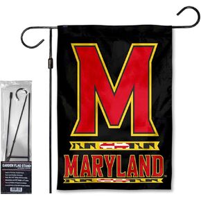 Maryland Terrapins Dual Logo Garden Banner Flag with Stand Pole Holder