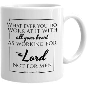 Religious Coffee Mug 11 oz, Inspirational Bible Verse Scripture Gift Cup Idea for Christian Catholic Faith Religion Pray Church Worship Pastor, White