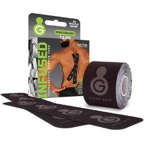 Herbal-Infused, Therapeutic Sports Tape – Stretchable, Breathable & Patented Medical Grade Kinesiology Tape for Natural Relief in Muscles, 20 Precut, 10" Strips