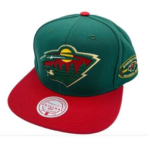 Mitchell & Ness Minnesota Wild NHL 2 Tone Side Patch Snapback Hat Cap - Green/Red