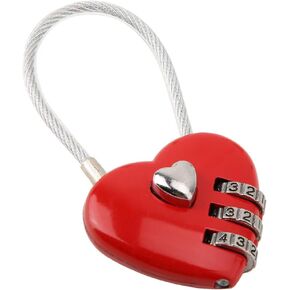 Combination Lock, 3 Digit Cute Love Padlock Mini Outdoor Combo Gate Lock Travel Luggage Locks Heart Shape Love Lock for Gym Locker, Extracurricular Locker, Home(red)