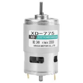 Hilitand DC XD-775 Motor, 24V Mini Electric Motor High Speed Low Noise Brush Double Ball Bearing DC Motor (24V)