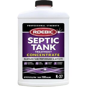 Roebic K-37-Q-C1500-4 Septic Tank Treatment: 32 oz, 16 oz Concentrate, Safe for All Plumbing Systems, Colorless Formula