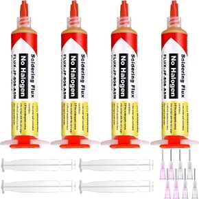 10ml 8341 No Clean Solder Flux Paste Soldering Flux 40ml Pneumatic Dispenser with Plunger and Dispensing Tip for Electronics Pcb Ic Cellphone Cpu Led Bga Repairing-4 Pack