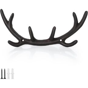 DreamsEden Cast Iron Deer Antlers Hooks Wall Mount Rustic Antlers Hooks Vintage Metal Decorative Wall Hangers Rack for Coat Hat Jacket Scarf
