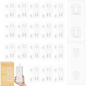 MAGICLULU 20 Pairs Double-Sided Adhesive Hooks Self Adhesive Sticker Hooks Strong Adhesive Hooks No Screw Clear Hooks for Hanging Socket Remote Control
