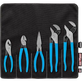 Channellock TOOL ROLL-3 5 Piece Pliers Set|Fast Release Handy Vinyl Pouch Features Long Nose,Diagonal Cutter,Slip Joint,and Tongue and Groove (2) Pliers|Forged from High Carbon Steel|Made in the USA