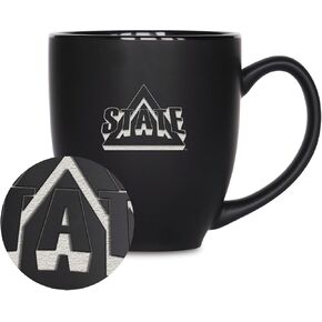 RICO Industries NCAA Delta State Men 15oz ليزر محفور ماتي أسود سوداء Bistro Bistro - للمشروبات الساخنة أو الباردة
