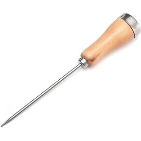 Ice Crusher with Wood Handle, 8.5 Inch Silver Stainless Steel Ice Pick for Ice Breaking at Home and Bar (1 pcs)