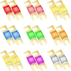 18 PCS Mini ANL Fuse, Plated ANL Fuses Set, 20A, 30A, 40A, 50A, 60A, 80A, 100A, 125A, 150A Fuse Replacement for Automotive Marine Audio Video Electronic System