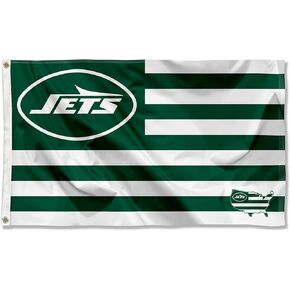 WinCraft New York Jets USA American Nation Stripes 3x5 Grommet Flag