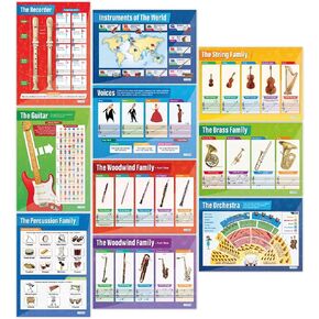 Daydream Education Musical Instruments Classroom Posters - Set of 10 - EXTRA LARGE 33" x 23.5" - Laminated - Music Middle & High School Class Decoration - Wall Charts