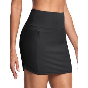Women's High Waisted Swim Skirt Boxer Liner Quick Dry Skort Bathing Suit Skirt with Zipper Pockets