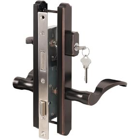 Hinged Patio Door Handle System Filled with Lever Handle Mortise Lock Set Universal Left and Right Entry Doors Handle （Oil Rubbed Bronze）