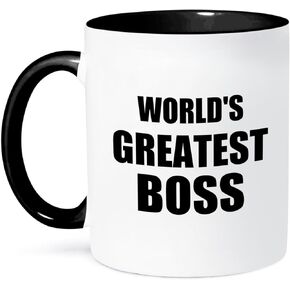 3dRose Worlds Greatest Black Text Design For The Best Boss Ever Mug, 11 oz