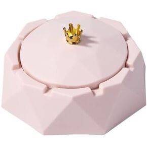 1Pc Pink Ashtray For Weed,Cigarettes Ashtray,Crown Stainless Steel Ashtray with Lids,Windproof,Ash Holder for Smokers,Desktop Smoking-Ash Tray for Home,Office Decor,Home Decor Accents,Home Ashtrays