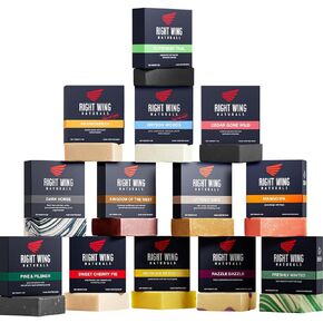 Right Wing Naturals Bar Soap Gift Set for Men | 13 Bar All Natural Variety Pack | Handcrafted Cold-Pressed Soap | Handmade Organic Soap for Men | Most Popular Scents | Natural Scented Men’s Bar Soap