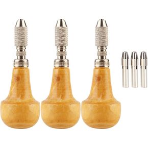 3 Set Hand Chucks Jewelry Making Pin Vise Wooden Handles Pear Shape Graver Handle Pin Vise Hand Drill Wooden Handle for Stone Setting Graver Replacement