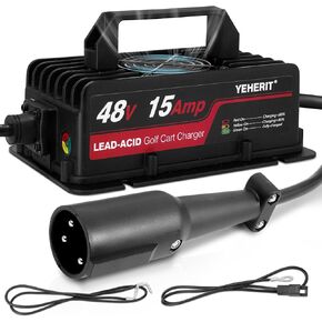 48v 15a Golf Cart Charger Compatible with Club Car DS & PD Golf Carts with Lead Acid Batteries