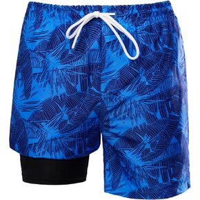 Boys Swim Trunks with Compression Liner Swim Shorts Quick Dry Swimming Trunks with Pockets 5-18 Years