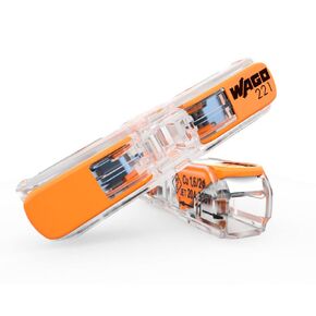 WAGO 221-2411 Lever-Nuts Inline Splicing Wire Connector with Levers, For all Conductor Types, 2-Conductor, Max. 4 mm², Transparent Housing (60 Pieces)