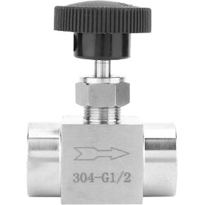 304 Stainless Steel Straight Needle Valve 1/2" Female BSPP Female Thread Straight Needle Valves Pipe Accessories for Water Gas Oil (1/2in)