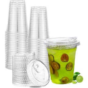 Artpreti 12 oz Clear Plastic Cups with Strawless Sip Lids, Disposable Plastic Coffee Cups with Lids, To Go Cups for Iced Coffee, Smoothies, Soda, or Any Cold Drinks, 25Sets
