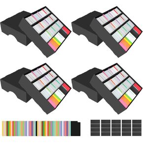 AOBOPLE 4 Pack Trading Card Storage Box,4650 Count Sports Card Storage Box with 48 Colorful Dividers and Tapes,Trading Card Organizer for Soccer Basketball Trading Gaming Sports Cards Collecting