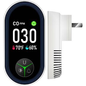 Upgraded Carbon Monoxide Detector Plug in Wall, Carbon Monoxide Detectors with HD Screen&Indicator Visual&Audible Alarm, 3-in-1 CO Detector(CO Gas Meter, Temp and Humidity) for Home RV Travel