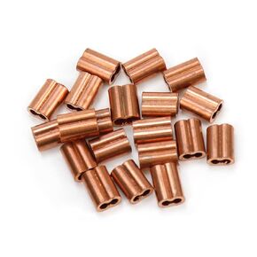 Woogim 20 Pcs Red Copper Duplex Oval Crimping Sleeve M2 Diameter for Wire Rope Crimping Loop Sleeves 8-Shaped (Rose Gold)