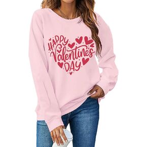 Women Love Heart Valentines Sweatshirt Long Sleeve Shirts Valentine's Day Pullover Tees Casual Tops