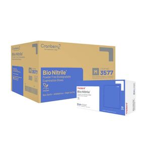 Cranberry USA Cranberry Bio Nitrile Exam Gloves, Case of 3000, X-Large, Blue, Biodegradable, 2.2 Mil