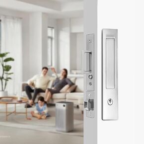 Pocket Door Locks, Edge pulls, Hidden Handles, Pocket Door Locks with Keys, Pocket Door Hardware, Sliding Door Locks, Sliding Door Hardware, for Doors 1 3/8" to 2 2/8" Thick (Silver, Key Type)