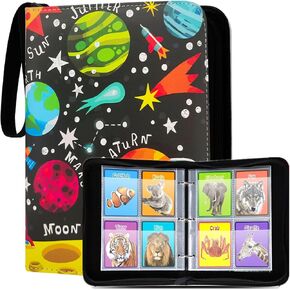 160 Card Holder for Yoto Card Storage with Zipper, Card Binder for Yoto Cards, Card Case for Yoto Player and Yoto Mini Cards Organizer, Cards Case with Sleeves for Travel (Planet)