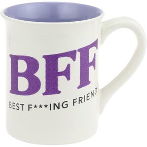 Enesco Our Name is Mud BFF Best Friend Glitter Coffee Mug, 16 Ounce, Multicolor