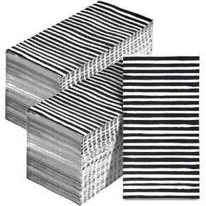 200 Pcs Bathroom Napkins Guest Disposable Stripe Guest Napkins Decorative Dinner Hand Napkin for Wedding Holiday Birthday Bridal Party Supply (Gray White Stripe)