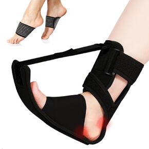 Upgrade Plantar Fasciitis Night Splint,Adjustable Straps Plantar Fasciitis Brace with Arch Cushion for Plantar Fasciitis for Pain Relief Caused,Foot Brace for Plantar Fasciitis Achilles Tendonitis, Day&Night,Black (Black ( with Arch Cushion ))