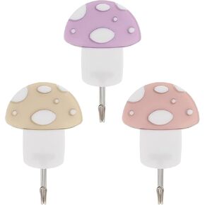 Cabilock Decorative Wall Hooks Sticky Hooks Mushroom Shape Single Hangers Adhesive Coat Hat Hooks for Bathroom Bedroom Door Wall 3Pcs (Random Color)