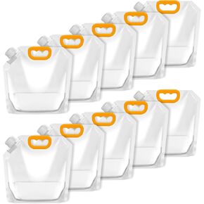 ICYANG Collapsible Water Container, Water Bottles in Bulk Storage Jug No-Leak Outdoor Folding, Clear Survival Water Pouches for Sports Camping Hiking Travel 10 Pieces
