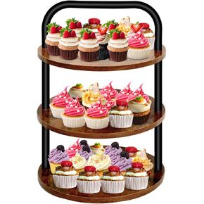 3 Tier Round Cupcake Stand for 50 Cupcakes,Wooden Tiered Tray Cupcake Stand,Large Dessert Table Cupcake Tower for Farmhouse Decor,Cupcake Display for Wedding Birthday Tea Party
