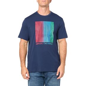 Armani Exchange Men's Regular Fit Cotton Jersey Gradient Box Colored Logo Tee