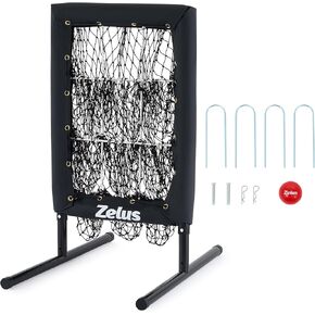 ZELUS 9-Hole Pitching Net, Heavy-Duty Baseball Net with Authentic Strike Zone & Detachable Stand, Height Adjustable Baseball Training Net for Batting Pitching Hitting, Outdoor Softball Aid Equipment