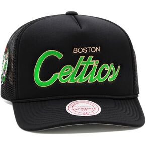 Mitchell & Ness Boston Celtics NBA Script Trucker Mesh Snapback Hat Cap - Black in Kuwait