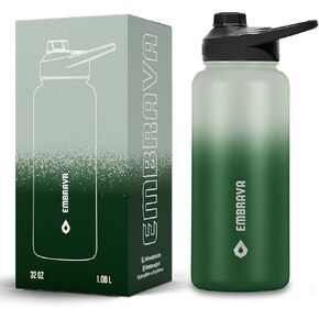 Embrava Insulated Sports Water Bottle - 32oz - Quick Open Lid for Gym, Workouts and Outdoors - Leak Proof - BPA & BPS Free - Double Walled & Stainless Steel
