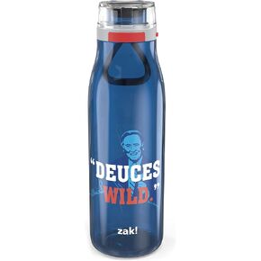 Zak Designs Vin Scully Durable Plastic Water 31oz with Push Button Action and Locking Lid, Includes Portable Carry Loop, Leak-Proof Design, Non BPA, Deuces are Wild Bottle