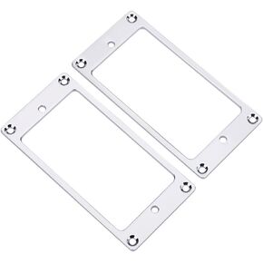 Metal Electric Guitar Pickup Ring, Humbucker Pickup Set， Chrome Pickup Rings， Humbucker Rings, Pickup Mounting Rings Guitar Mounting Replacement, 2PCS(Silver)